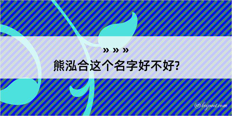 熊泓合这个名字好不好?