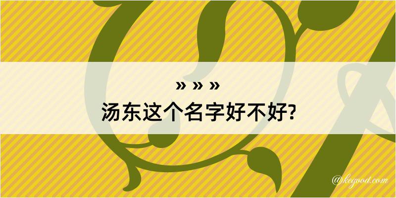 汤东这个名字好不好?