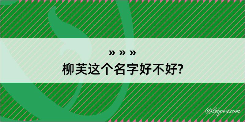 柳芙这个名字好不好?