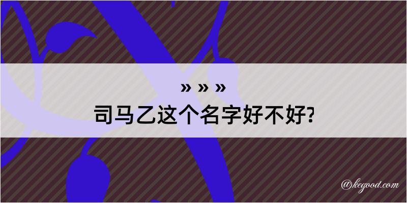 司马乙这个名字好不好?