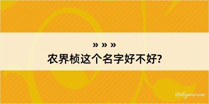 农界桢这个名字好不好?