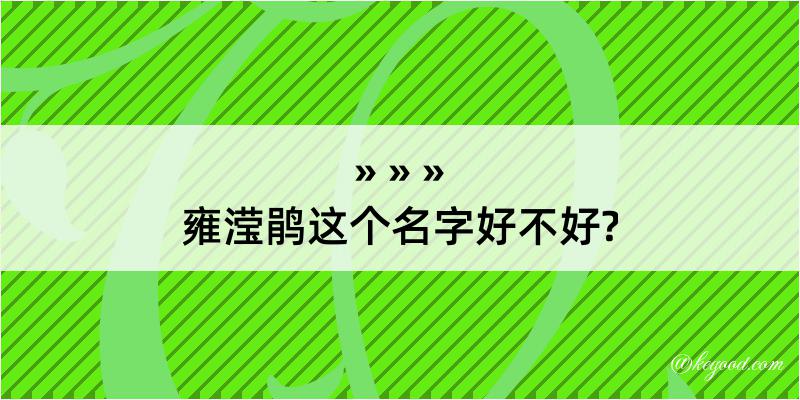 雍滢鹃这个名字好不好?