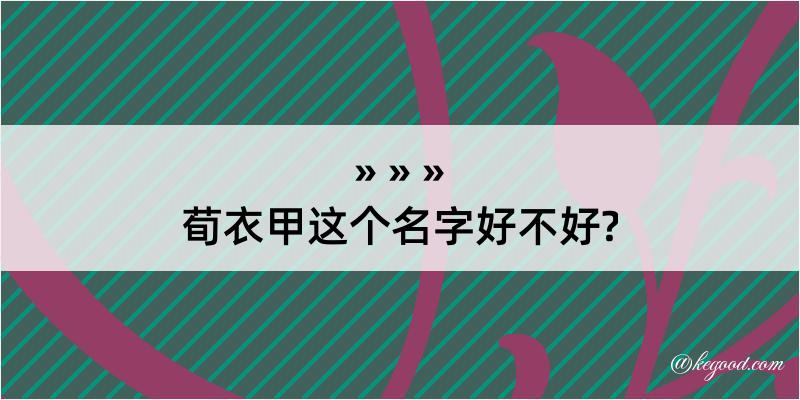 荀衣甲这个名字好不好?