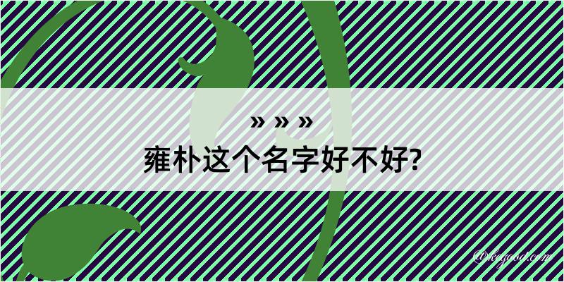 雍朴这个名字好不好?