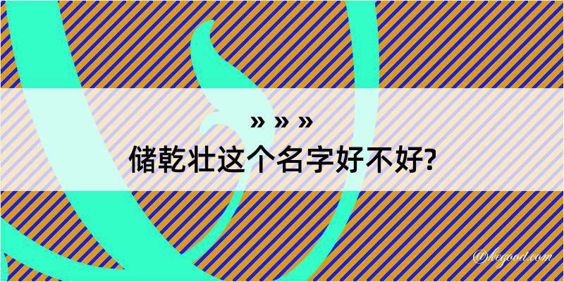 储乾壮这个名字好不好?