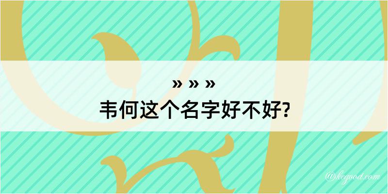 韦何这个名字好不好?