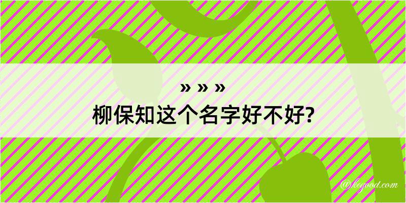 柳保知这个名字好不好?