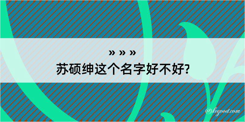 苏硕绅这个名字好不好?