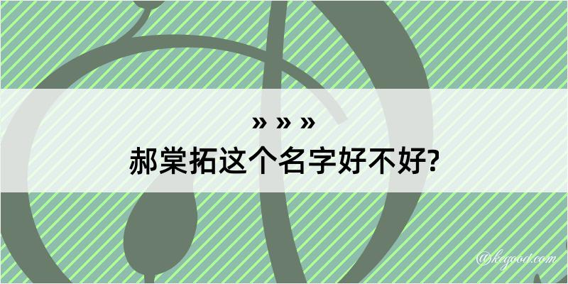 郝棠拓这个名字好不好?