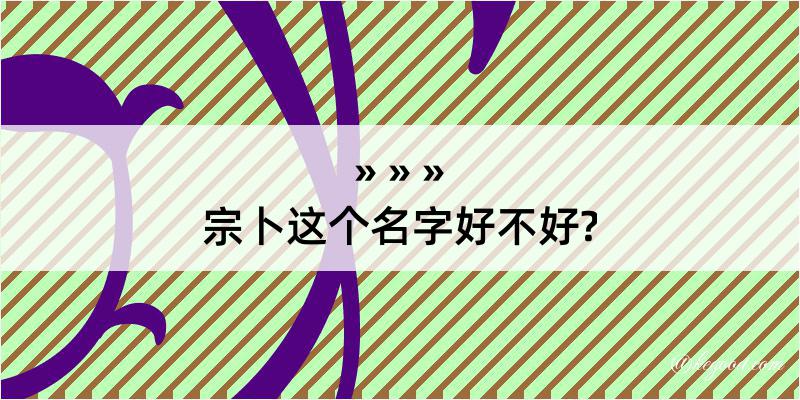 宗卜这个名字好不好?