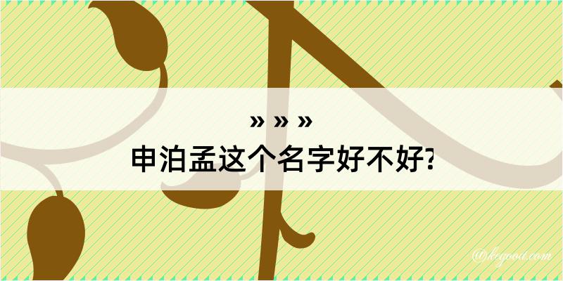 申泊孟这个名字好不好?