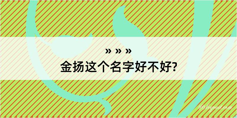 金扬这个名字好不好?