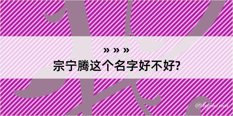 宗宁腾这个名字好不好?