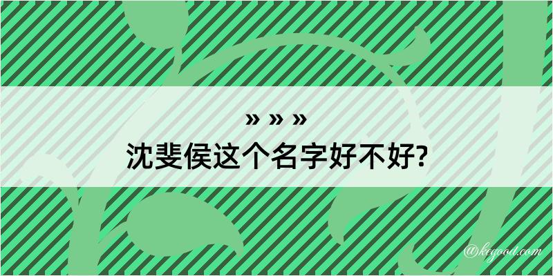 沈斐侯这个名字好不好?