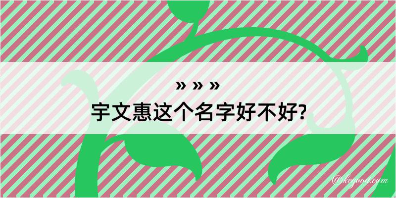 宇文惠这个名字好不好?