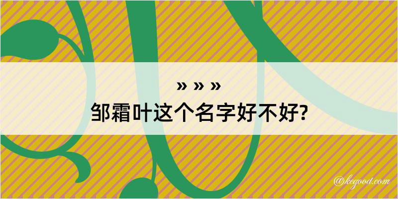 邹霜叶这个名字好不好?