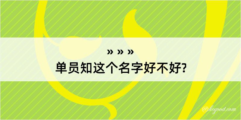 单员知这个名字好不好?