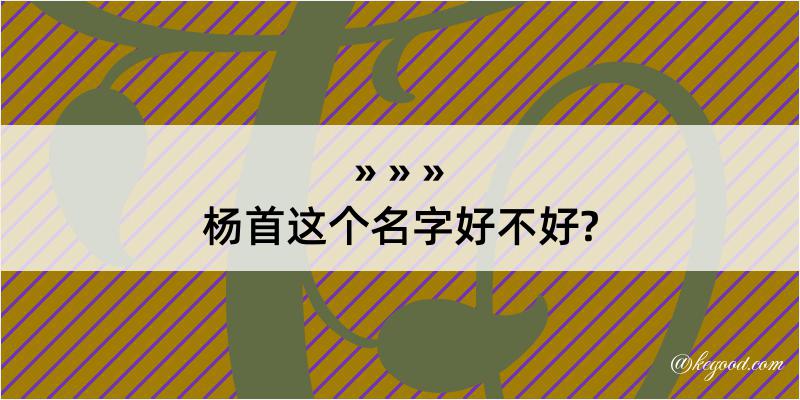 杨首这个名字好不好?