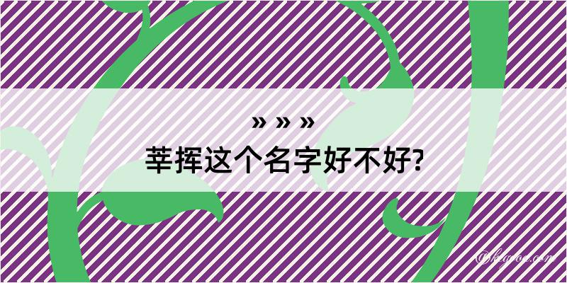 莘挥这个名字好不好?