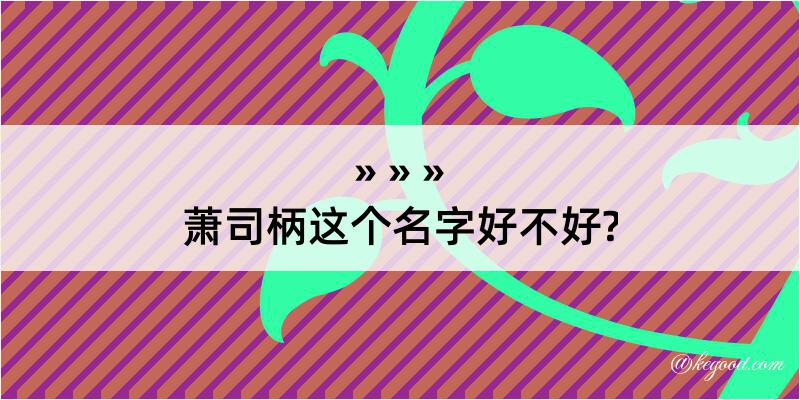 萧司柄这个名字好不好?