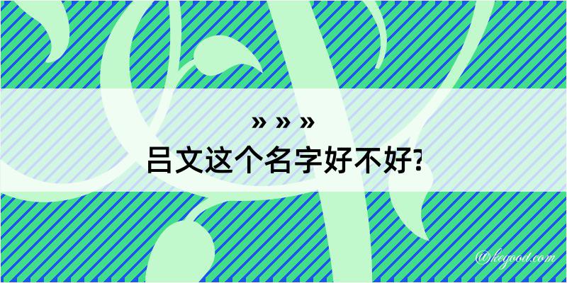 吕文这个名字好不好?