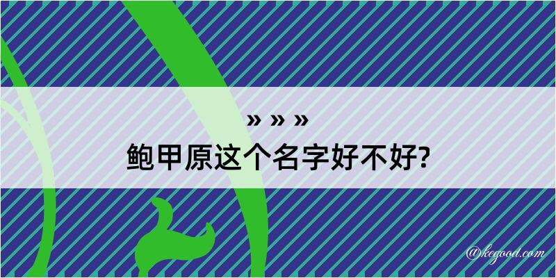 鲍甲原这个名字好不好?