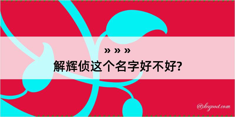 解辉侦这个名字好不好?