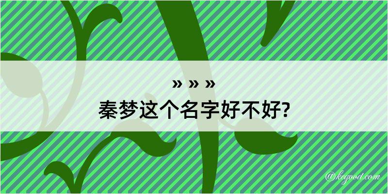 秦梦这个名字好不好?