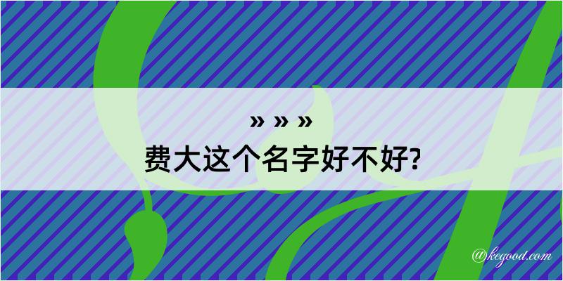 费大这个名字好不好?