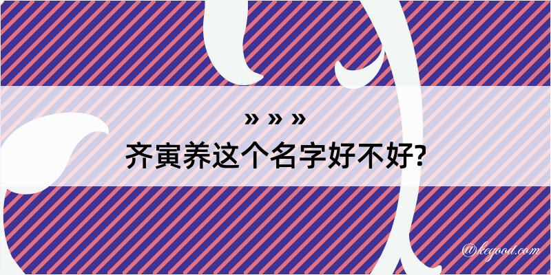 齐寅养这个名字好不好?