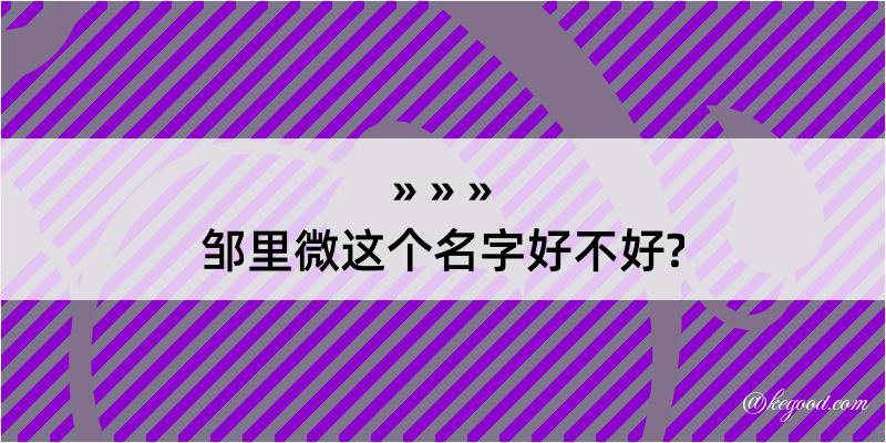 邹里微这个名字好不好?