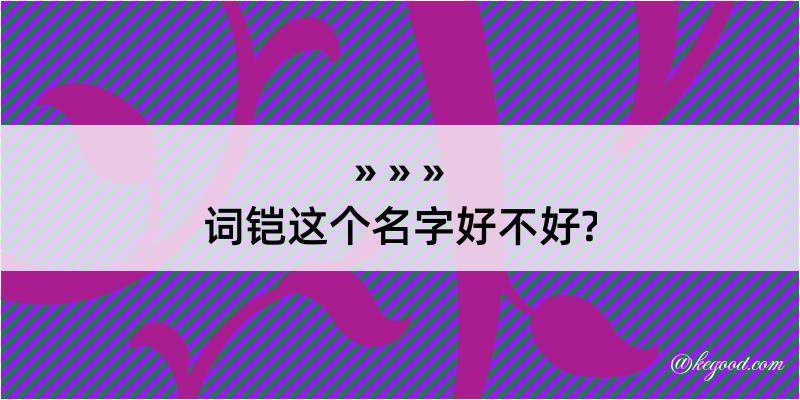 词铠这个名字好不好?