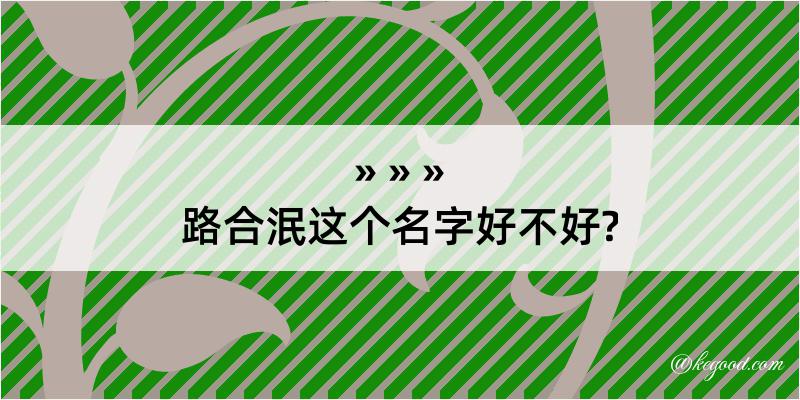 路合泯这个名字好不好?