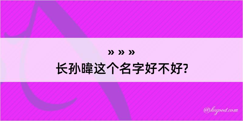 长孙暐这个名字好不好?