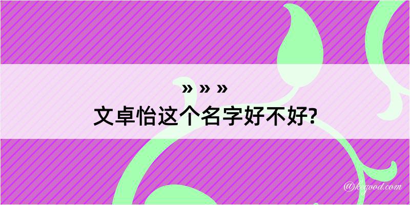 文卓怡这个名字好不好?