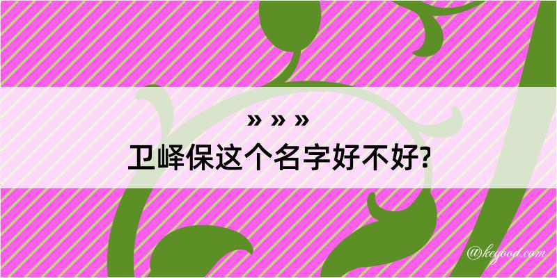 卫峄保这个名字好不好?