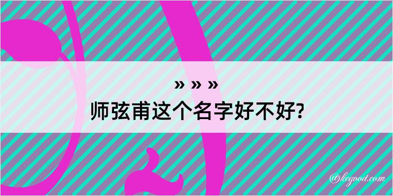 师弦甫这个名字好不好?