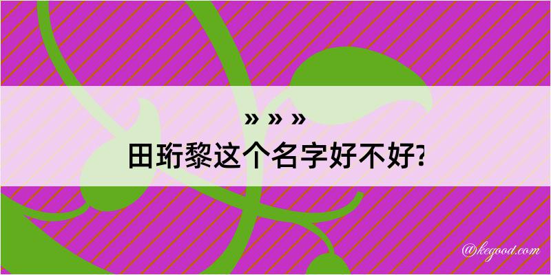 田珩黎这个名字好不好?