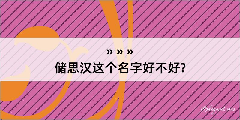 储思汉这个名字好不好?