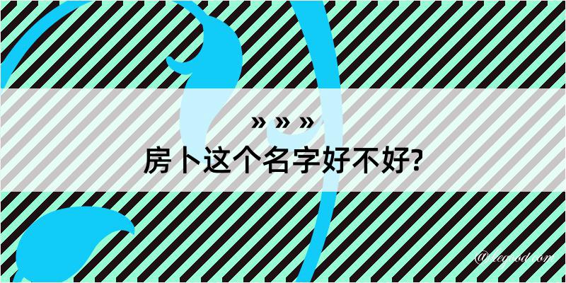 房卜这个名字好不好?