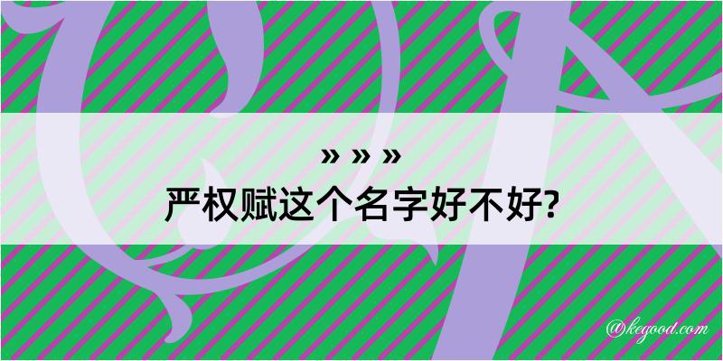 严权赋这个名字好不好?