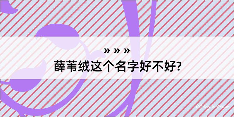 薛苇绒这个名字好不好?