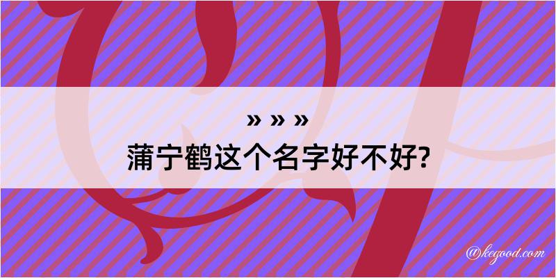 蒲宁鹤这个名字好不好?