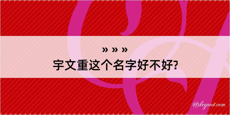 宇文重这个名字好不好?