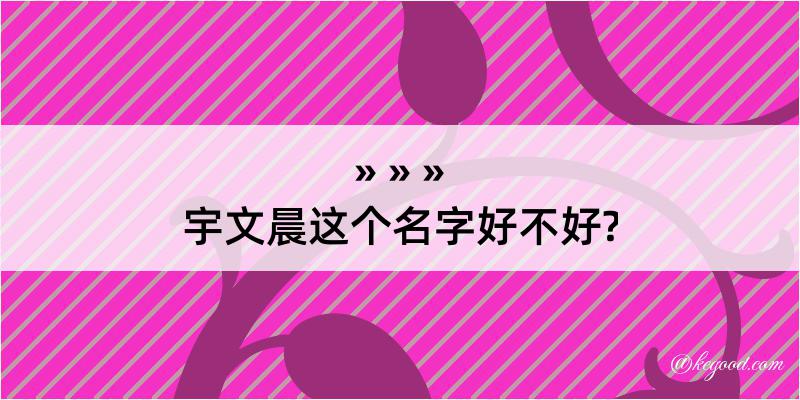 宇文晨这个名字好不好?