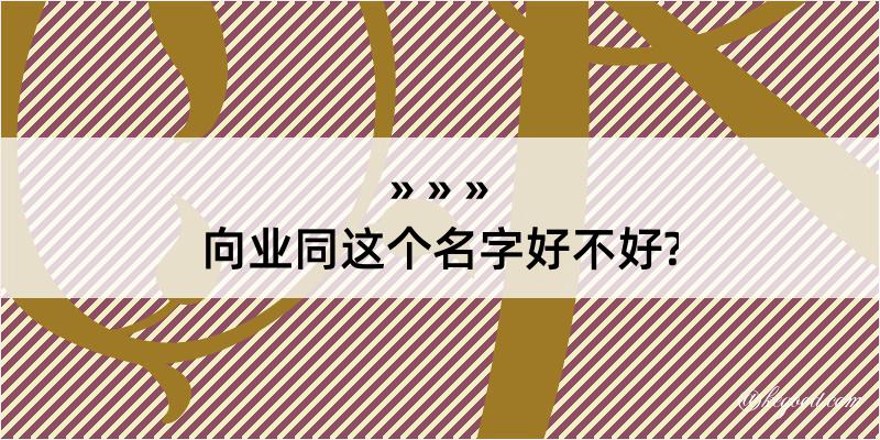 向业同这个名字好不好?