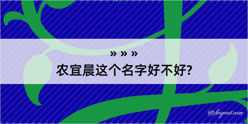 农宜晨这个名字好不好?