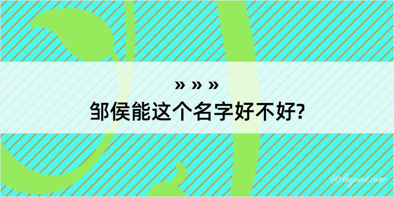 邹侯能这个名字好不好?