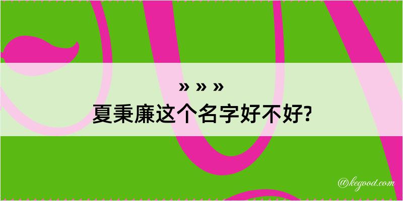 夏秉廉这个名字好不好?