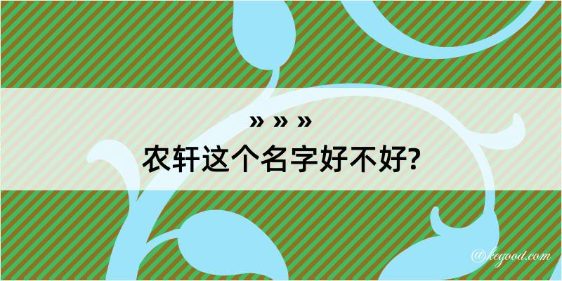 农轩这个名字好不好?